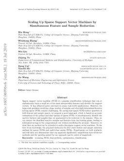 Scaling Up Sparse Support Vector Machines by Simultaneous Feature and
  Sample Reduction