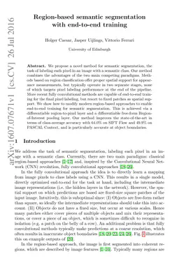 Region-based semantic segmentation with end-to-end training