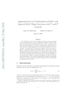 Approximation by Combinations of ReLU and Squared ReLU Ridge Functions
  with $ \ell^1 $ and $ \ell^0 $ Controls