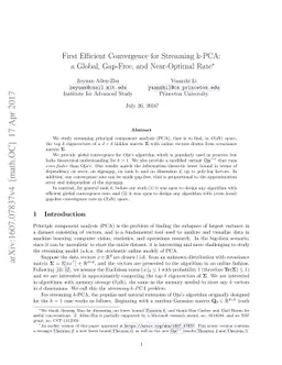 First Efficient Convergence for Streaming k-PCA: a Global, Gap-Free, and
  Near-Optimal Rate
