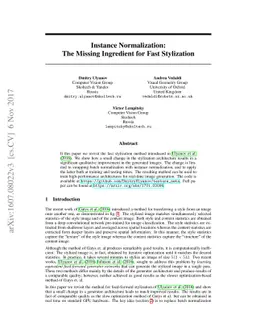 Instance Normalization: The Missing Ingredient for Fast Stylization