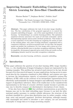 Improving Semantic Embedding Consistency by Metric Learning for
  Zero-Shot Classification
