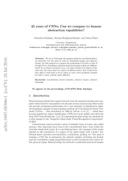 25 years of CNNs: Can we compare to human abstraction capabilities?