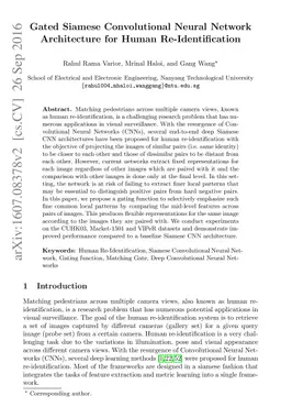 Gated Siamese Convolutional Neural Network Architecture for Human
  Re-Identification