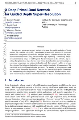 A Deep Primal-Dual Network for Guided Depth Super-Resolution