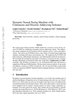Dynamic Neural Turing Machine with Soft and Hard Addressing Schemes
