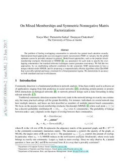 On Mixed Memberships and Symmetric Nonnegative Matrix Factorizations
