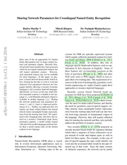 Sharing Network Parameters for Crosslingual Named Entity Recognition