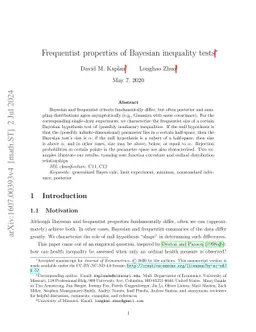 Frequentist properties of Bayesian inequality tests