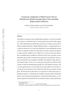 Continuous Adaptation of Multi-Camera Person Identification Models
  through Sparse Non-redundant Representative Selection