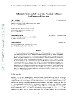 Rademacher Complexity Bounds for a Penalized Multiclass Semi-Supervised
  Algorithm