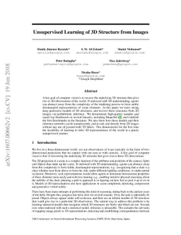 Unsupervised Learning of 3D Structure from Images