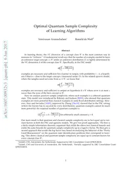 Optimal Quantum Sample Complexity of Learning Algorithms