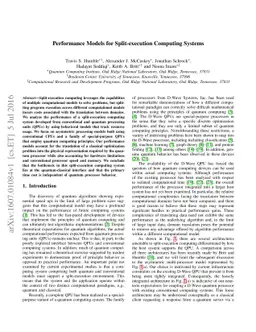 Performance Models for Split-execution Computing Systems