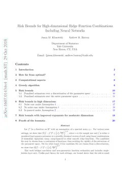 Risk Bounds for High-dimensional Ridge Function Combinations Including
  Neural Networks