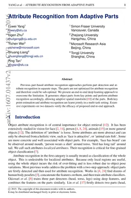 Attribute Recognition from Adaptive Parts