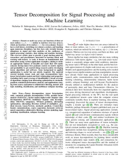Tensor Decomposition for Signal Processing and Machine Learning