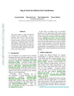 Bag of Tricks for Efficient Text Classification