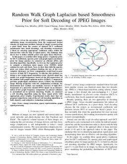 Random Walk Graph Laplacian based Smoothness Prior for Soft Decoding of
  JPEG Images