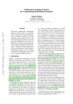 Collaborative Training of Tensors for Compositional Distributional
  Semantics