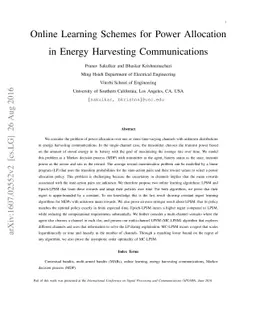 Online Learning Schemes for Power Allocation in Energy Harvesting
  Communications