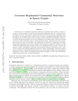 Covariate Regularized Community Detection in Sparse Graphs