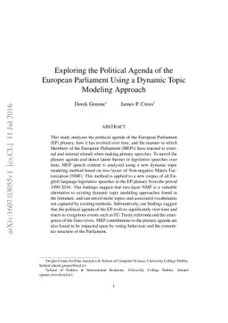 Exploring the Political Agenda of the European Parliament Using a
  Dynamic Topic Modeling Approach