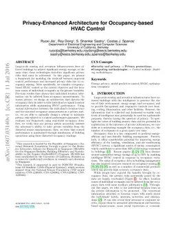 Privacy-Enhanced Architecture for Occupancy-based HVAC Control