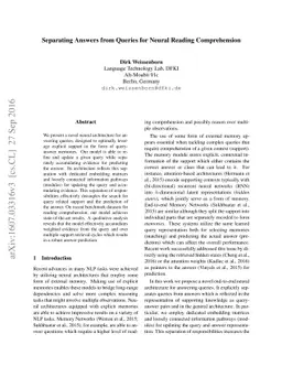 Separating Answers from Queries for Neural Reading Comprehension