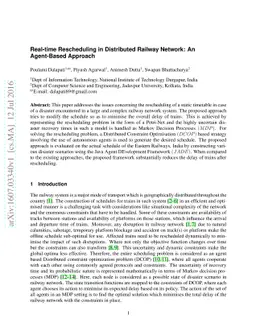 Real-time Rescheduling in Distributed Railway Network: An Agent-Based
  Approach