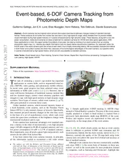 Event-based, 6-DOF Camera Tracking from Photometric Depth Maps