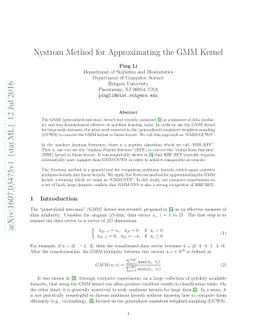 Nystrom Method for Approximating the GMM Kernel