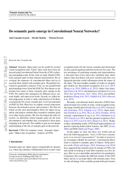 Do semantic parts emerge in Convolutional Neural Networks?