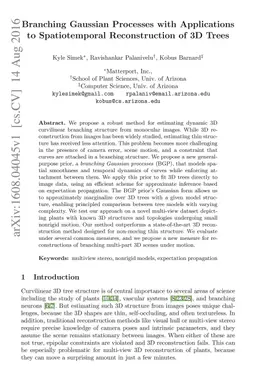 Branching Gaussian Processes with Applications to Spatiotemporal
  Reconstruction of 3D Trees