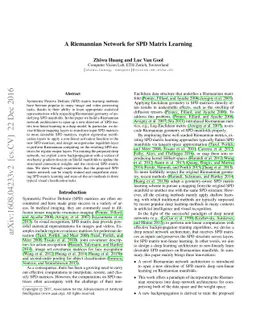 A Riemannian Network for SPD Matrix Learning