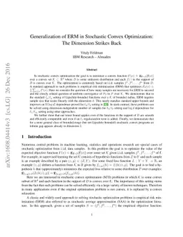 Generalization of ERM in Stochastic Convex Optimization: The Dimension
  Strikes Back