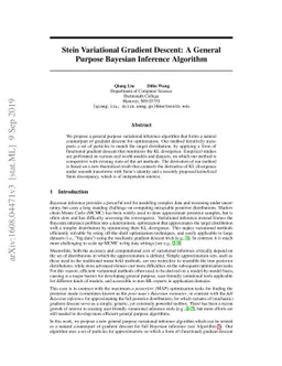 Stein Variational Gradient Descent: A General Purpose Bayesian Inference
  Algorithm