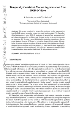 Temporally Consistent Motion Segmentation from RGB-D Video