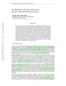 An Efficient Character-Level Neural Machine Translation