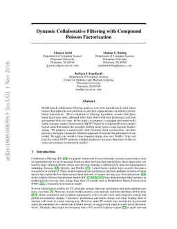 Dynamic Collaborative Filtering with Compound Poisson Factorization