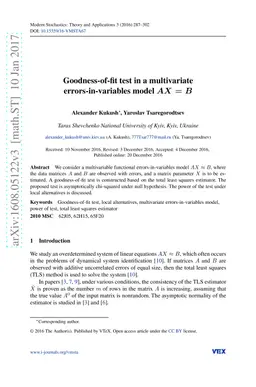 Goodness-of-fit test in a multivariate errors-in-variables model $AX=B$