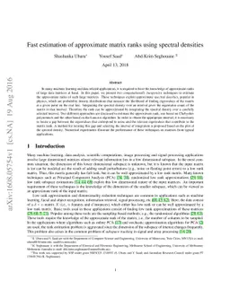Fast estimation of approximate matrix ranks using spectral densities