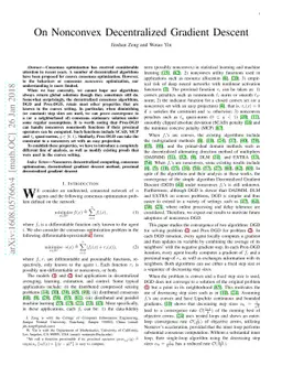 On Nonconvex Decentralized Gradient Descent