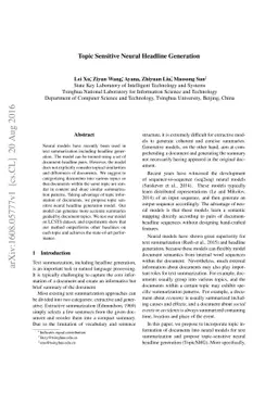 Topic Sensitive Neural Headline Generation