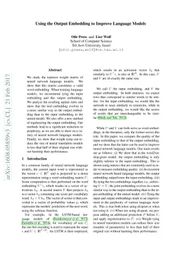 Using the Output Embedding to Improve Language Models