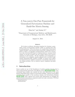 A Non-convex One-Pass Framework for Generalized Factorization Machine
  and Rank-One Matrix Sensing