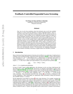 Feedback-Controlled Sequential Lasso Screening