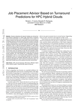 Job Placement Advisor Based on Turnaround Predictions for HPC Hybrid
  Clouds
