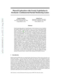 Phased Exploration with Greedy Exploitation in Stochastic Combinatorial
  Partial Monitoring Games