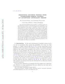 Sequential multiple testing with generalized error control: an
  asymptotic optimality theory